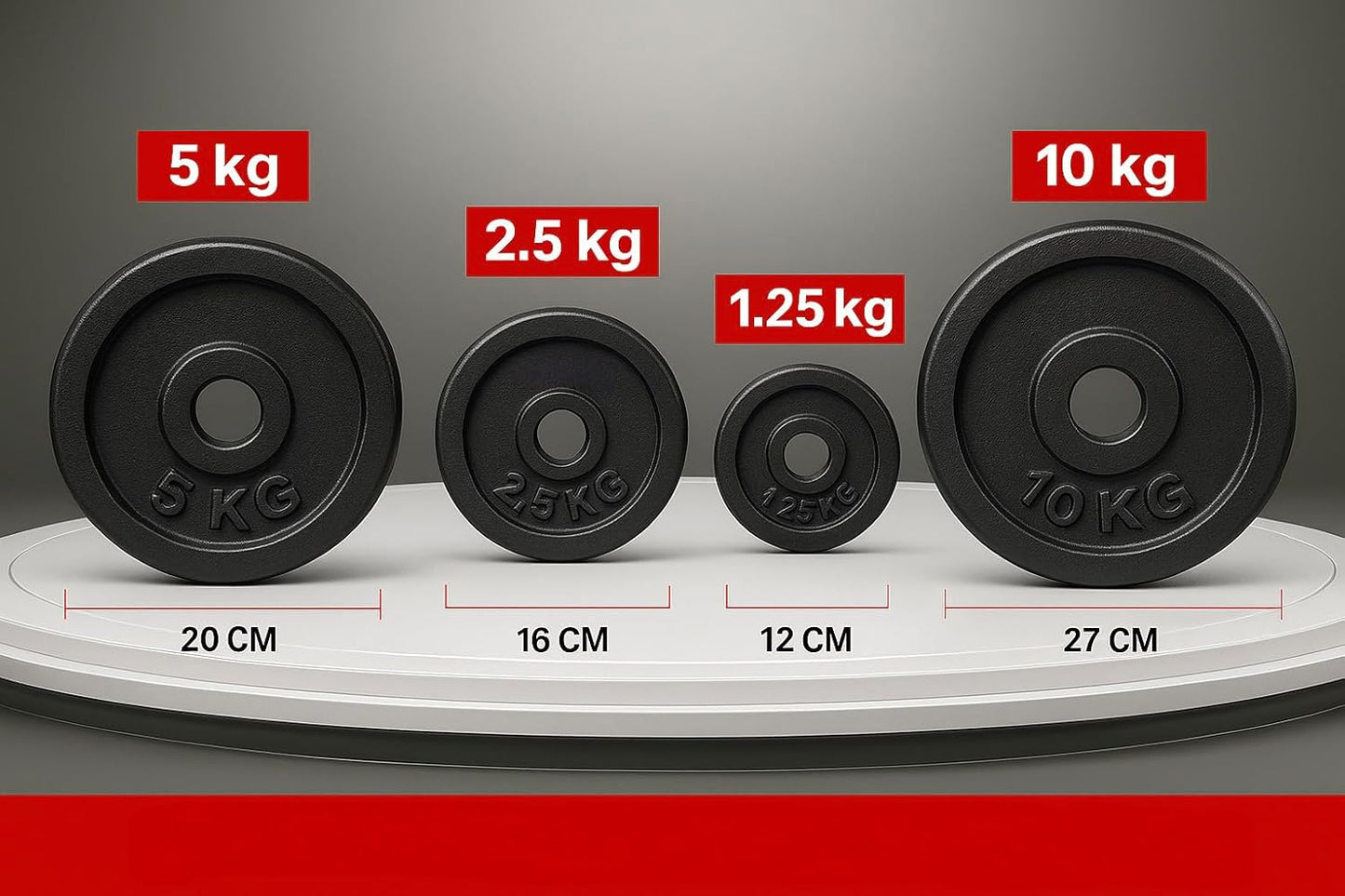 FLG Cast Iron Weight Barbell Plates Set 1.25kg - 10kg