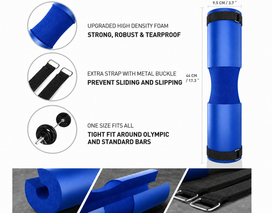 FLG Fitness Barbell Squat Pad, Extra Thick Foam Padding for Neck & Shoulder Support, Strength Training Equipment Workout Cover for Hip Thrusts, Weight Lifting Heavy Weight Squats