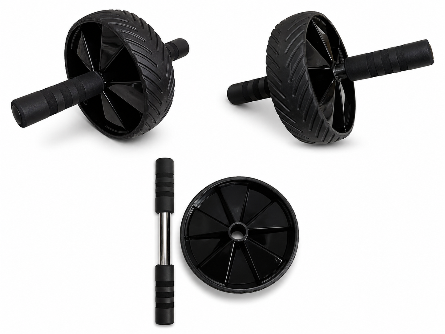 FLG Ab Wheel Roller, Including Abdominal Exercise Set, Exercise equipment, for Core Abs, Max. 150 kg, Home Training, Abdominal Roller, Workout equipment, For Push Ups