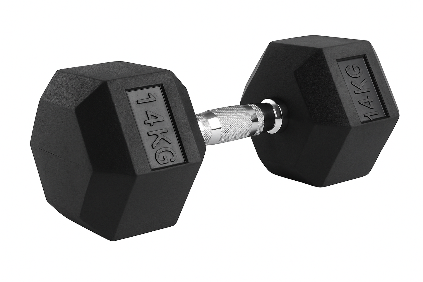 FLG Rubber Hex Dumbbells Knurled Chrome Handle Range of Pairs 6KG - 20KG
