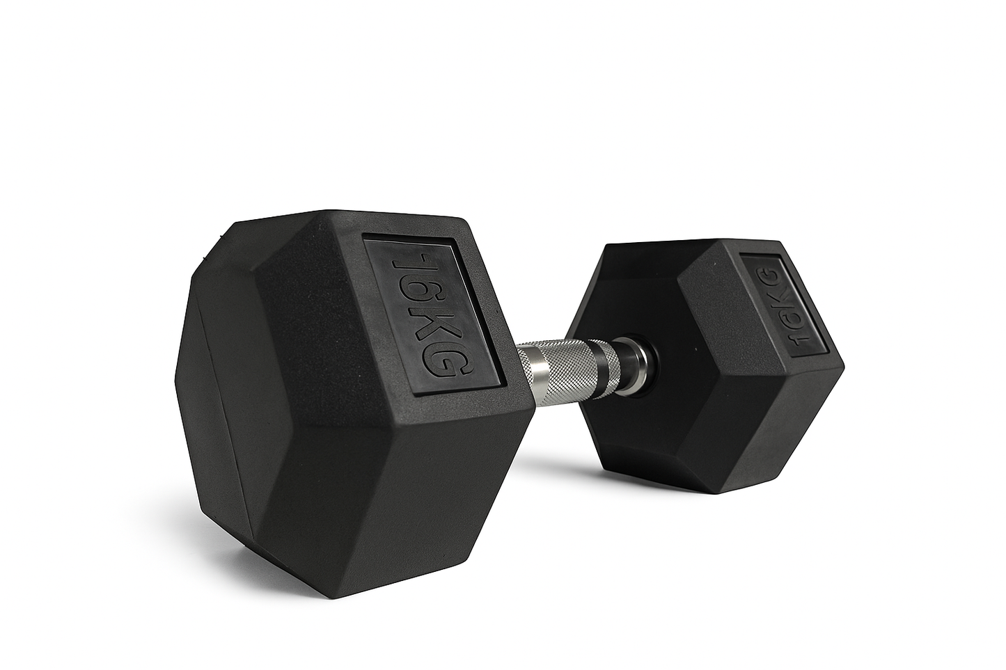 FLG Rubber Hex Dumbbells Knurled Chrome Handle Range of Pairs 6KG - 20KG