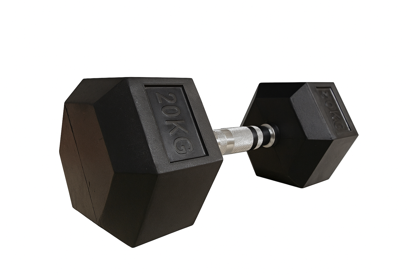FLG Rubber Hex Dumbbells Knurled Chrome Handle Range of Pairs 6KG - 20KG
