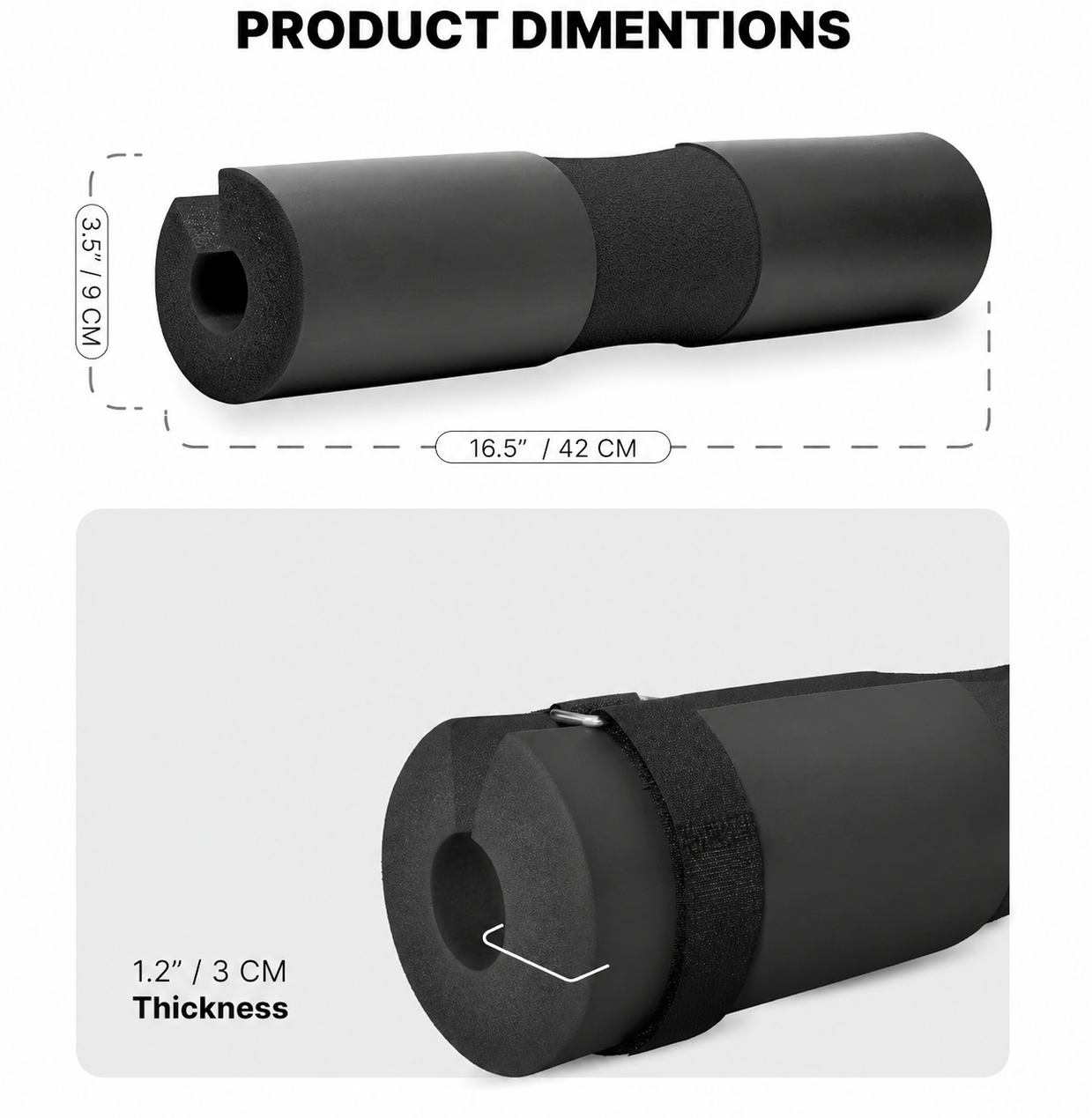 FLG Fitness Barbell Squat Pad, Extra Thick Foam Padding for Neck & Shoulder Support, Strength Training Equipment Workout Cover for Hip Thrusts, Weight Lifting Heavy Weight Squats