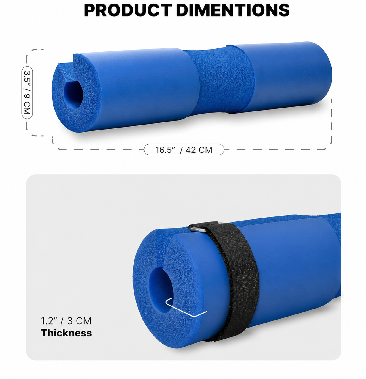 FLG Fitness Barbell Squat Pad, Extra Thick Foam Padding for Neck & Shoulder Support, Strength Training Equipment Workout Cover for Hip Thrusts, Weight Lifting Heavy Weight Squats