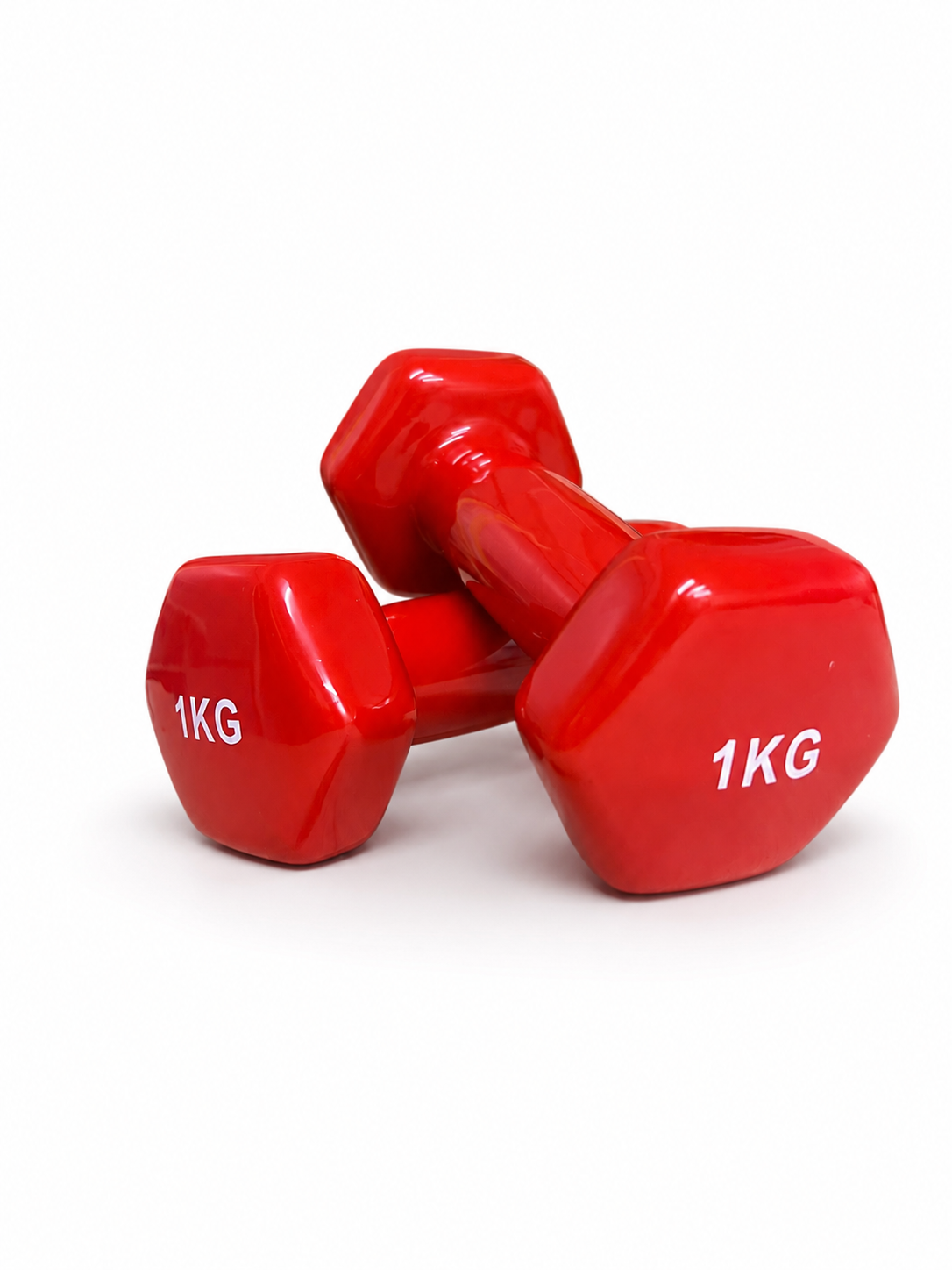 Cast Iron Vinyl Coated Dumbbells Pair Set 1kg Neoprene Hand Weights FLG Lifting Dumbbell Training Kit Set Home Gym Strength Core Fitness, Hexagon Anti-Slip Design Grip Workouts (1kg x 2)