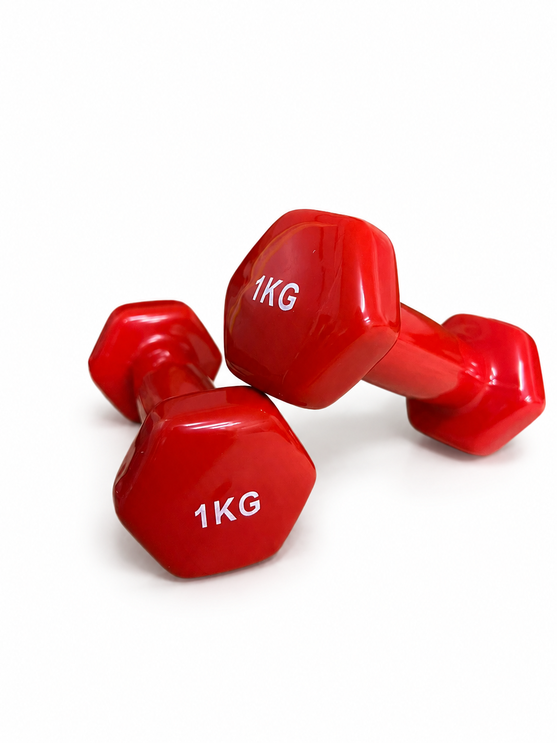 Cast Iron Vinyl Coated Dumbbells Pair Set 1kg Neoprene Hand Weights FLG Lifting Dumbbell Training Kit Set Home Gym Strength Core Fitness, Hexagon Anti-Slip Design Grip Workouts (1kg x 2)