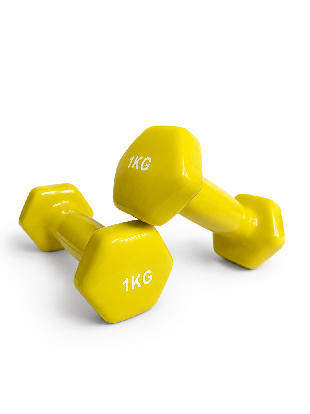 Cast Iron Vinyl Coated Dumbbells Pair Set 1kg Neoprene Hand Weights FLG Lifting Dumbbell Training Kit Set Home Gym Strength Core Fitness, Hexagon Anti-Slip Design Grip Workouts (1kg x 2)