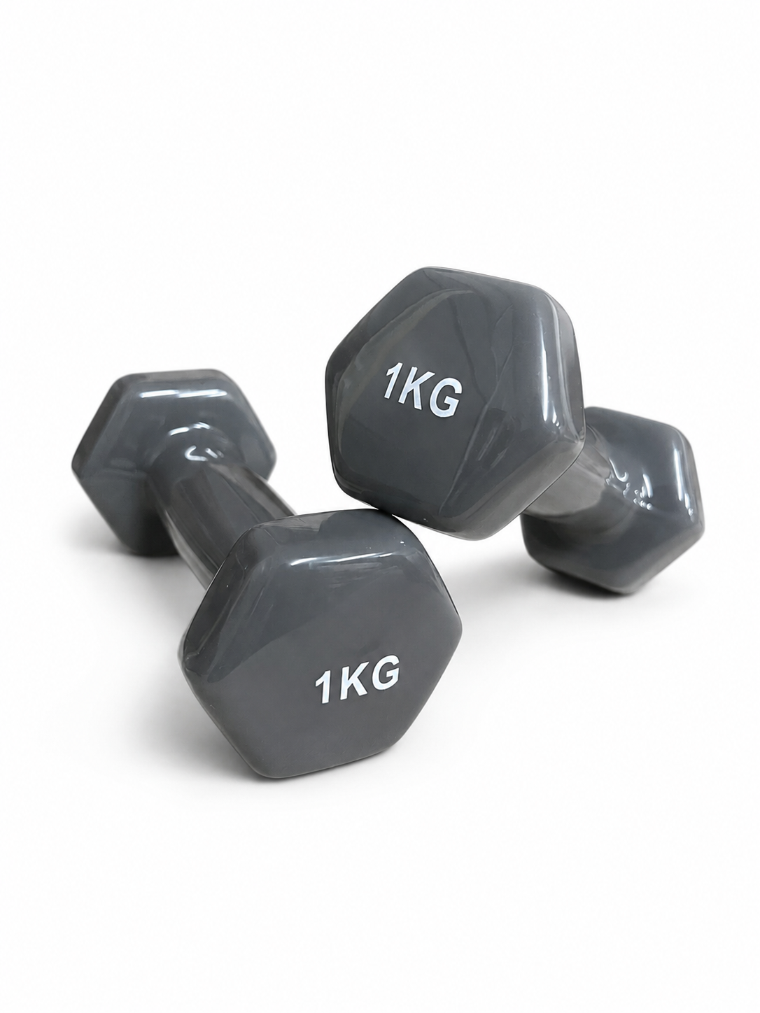 Cast Iron Vinyl Coated Dumbbells Pair Set 1kg Neoprene Hand Weights FLG Lifting Dumbbell Training Kit Set Home Gym Strength Core Fitness, Hexagon Anti-Slip Design Grip Workouts (1kg x 2)