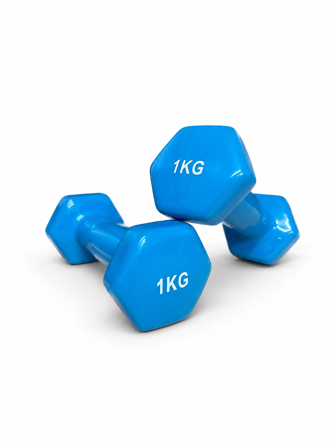 Cast Iron Vinyl Coated Dumbbells Pair Set 1kg Neoprene Hand Weights FLG Lifting Dumbbell Training Kit Set Home Gym Strength Core Fitness, Hexagon Anti-Slip Design Grip Workouts (1kg x 2)