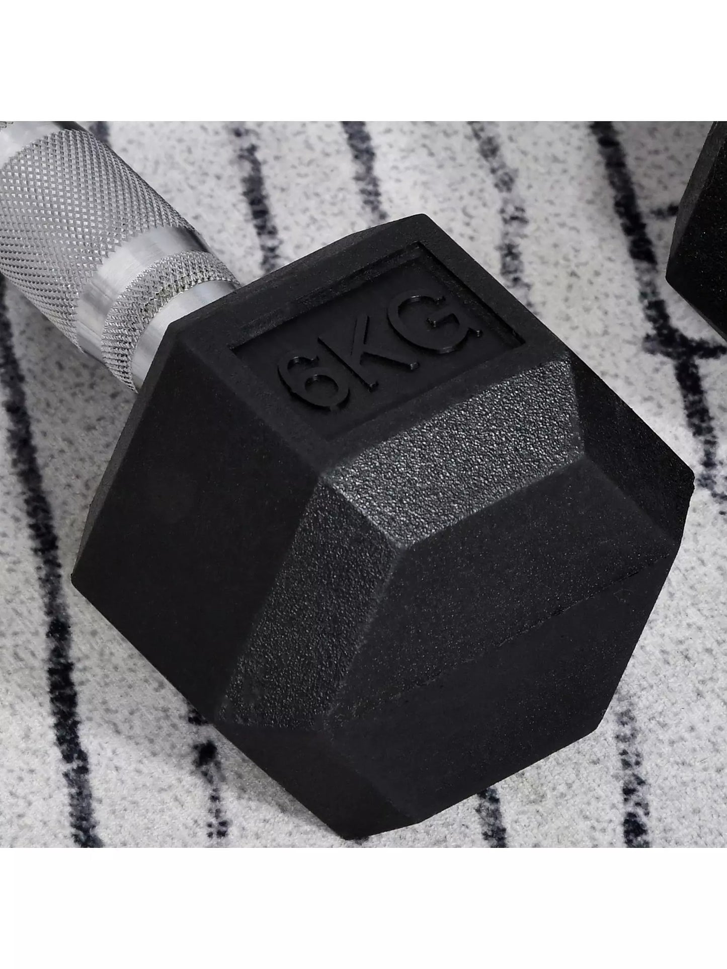 FLG Rubber Hex Dumbbells Knurled Chrome Handle Range of Pairs 6KG - 20KG